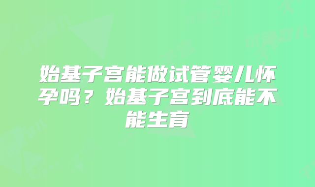 始基子宫能做试管婴儿怀孕吗？始基子宫到底能不能生育
