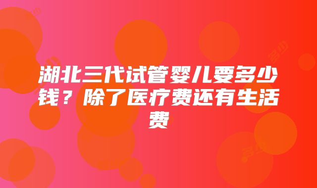 湖北三代试管婴儿要多少钱？除了医疗费还有生活费