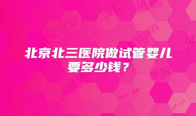 北京北三医院做试管婴儿要多少钱？