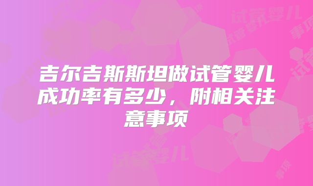 吉尔吉斯斯坦做试管婴儿成功率有多少,附相关注意事项