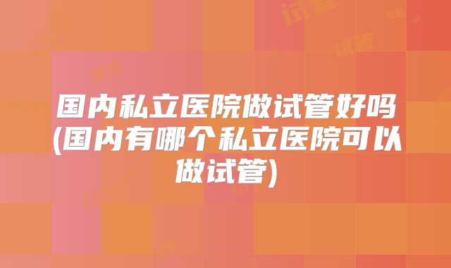 国内私立医院做试管好吗(国内有哪个私立医院可以做试管)