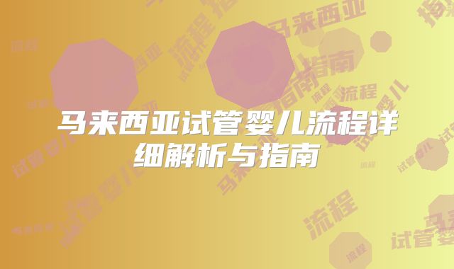马来西亚试管婴儿流程详细解析与指南