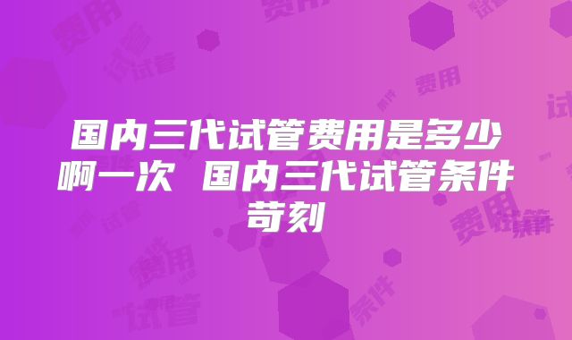 国内三代试管费用是多少啊一次 国内三代试管条件苛刻