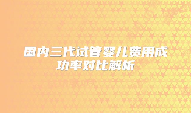 国内三代试管婴儿费用成功率对比解析