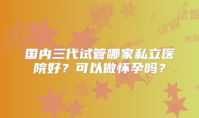 国内三代试管哪家私立医院好？可以做怀孕吗？