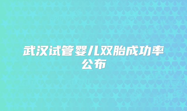 武汉试管婴儿双胎成功率公布