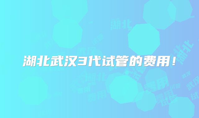 湖北武汉3代试管的费用！