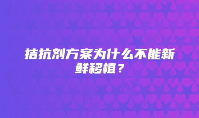 拮抗剂方案为什么不能新鲜移植？