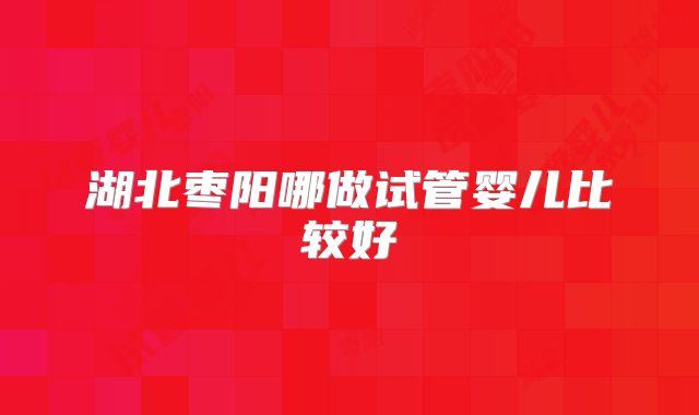 湖北枣阳哪做试管婴儿比较好