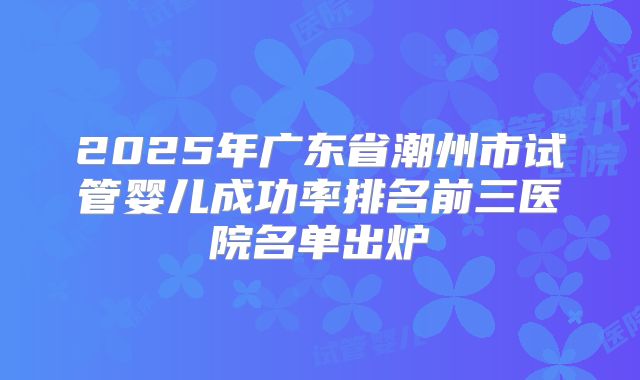 2025年广东省潮州市试管婴儿成功率排名前三医院名单出炉
