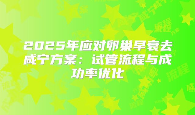 2025年应对卵巢早衰去咸宁方案:试管流程与成功率优化
