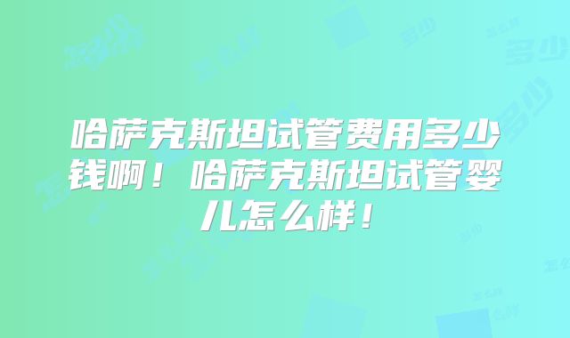 哈萨克斯坦试管费用多少钱啊!哈萨克斯坦试管婴儿怎么样!