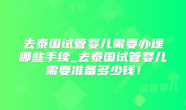 去泰国试管婴儿需要办理哪些手续_去泰国试管婴儿需要准备多少钱！