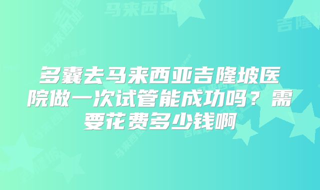 多囊去马来西亚吉隆坡医院做一次试管能成功吗？需要花费多少钱啊
