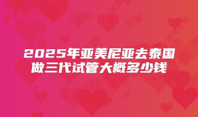 2025年亚美尼亚去泰国做三代试管大概多少钱