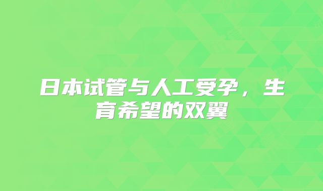 日本试管与人工受孕，生育希望的双翼