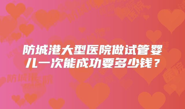 防城港大型医院做试管婴儿一次能成功要多少钱?