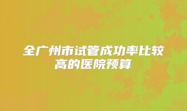 全广州市试管成功率比较高的医院预算