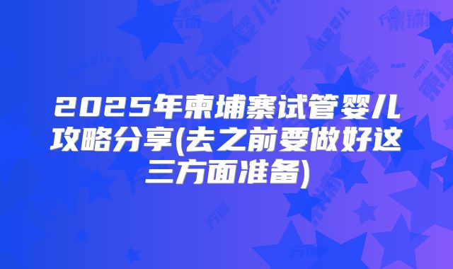 2025年柬埔寨试管婴儿攻略分享(去之前要做好这三方面准备)