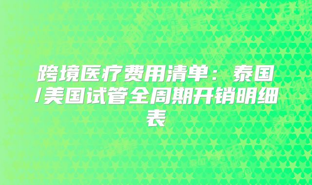 跨境医疗费用清单：泰国/美国试管全周期开销明细表‌