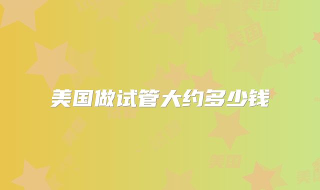 美国做试管大约多少钱