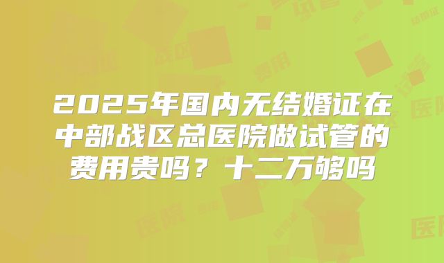 2025年国内无结婚证在中部战区总医院做试管的费用贵吗？十二万够吗