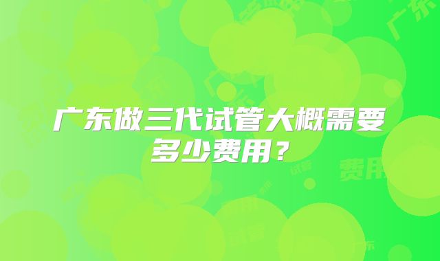 广东做三代试管大概需要多少费用？