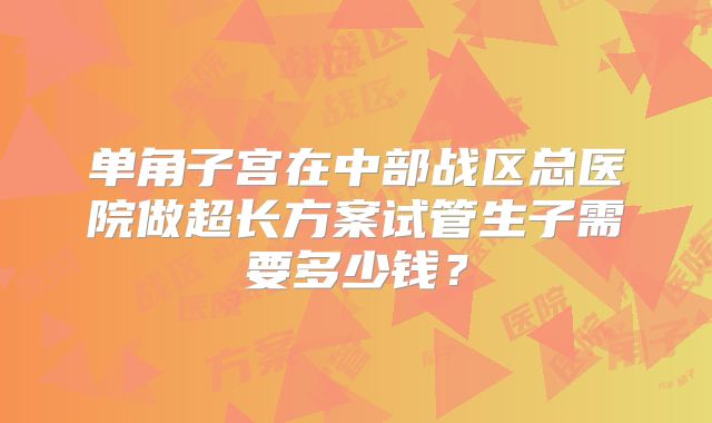 单角子宫在中部战区总医院做超长方案试管生子需要多少钱？