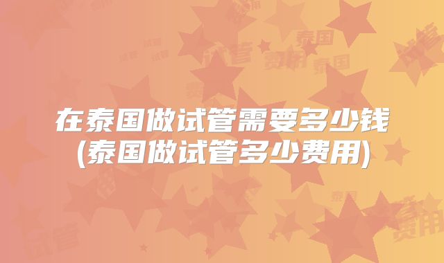 在泰国做试管需要多少钱(泰国做试管多少费用)