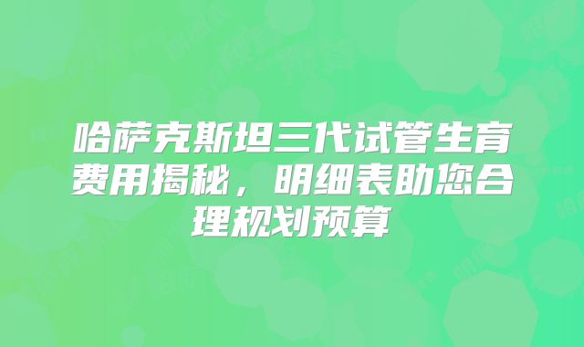 哈萨克斯坦三代试管生育费用揭秘,明细表助您合理规划预算