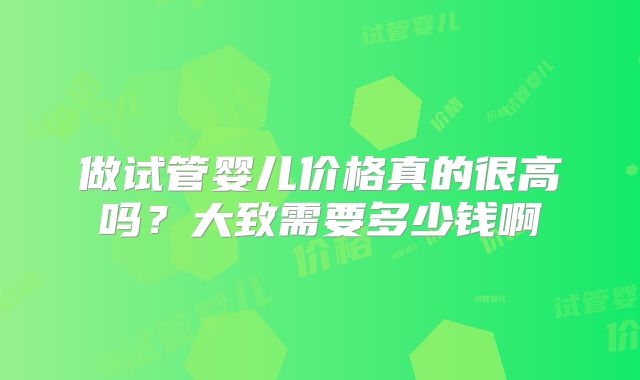做试管婴儿价格真的很高吗？大致需要多少钱啊