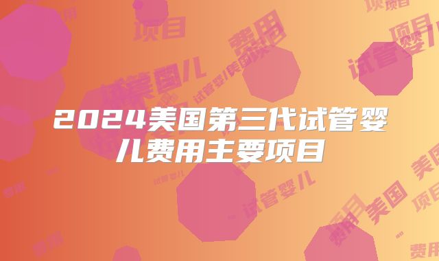 2024美国第三代试管婴儿费用主要项目