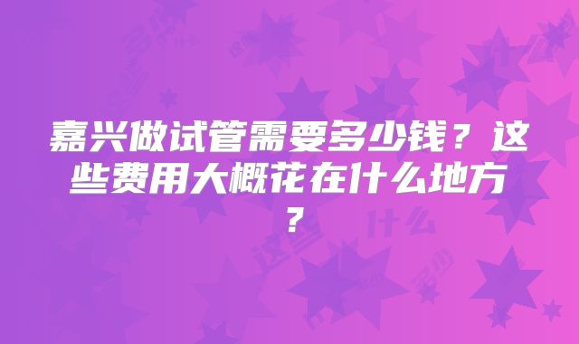 嘉兴做试管需要多少钱？这些费用大概花在什么地方？
