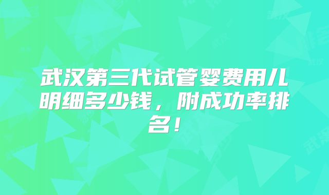 武汉第三代试管婴费用儿明细多少钱,附成功率排名!