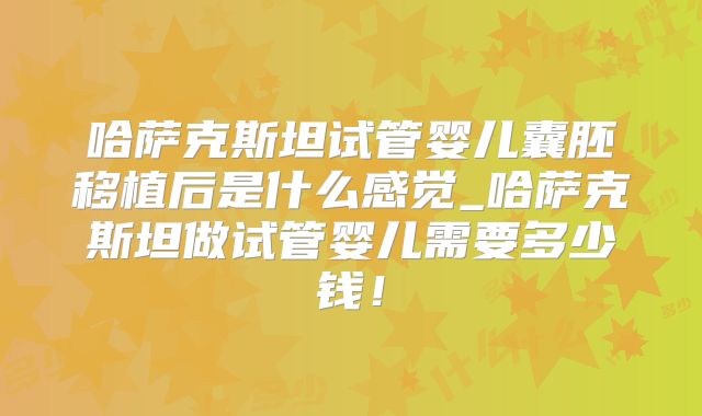 哈萨克斯坦试管婴儿囊胚移植后是什么感觉_哈萨克斯坦做试管婴儿需要多少钱！