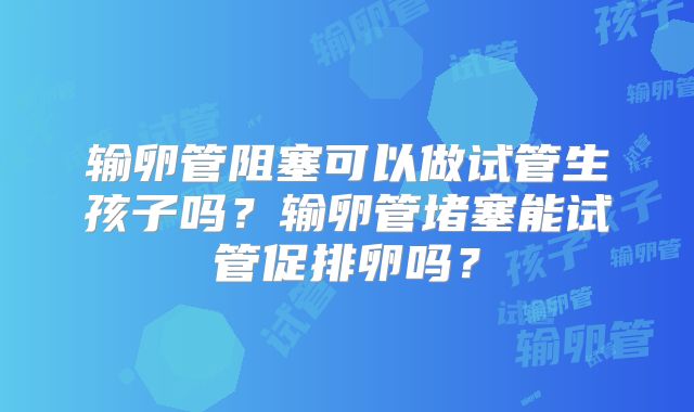 输卵管阻塞可以做试管生孩子吗？输卵管堵塞能试管促排卵吗？