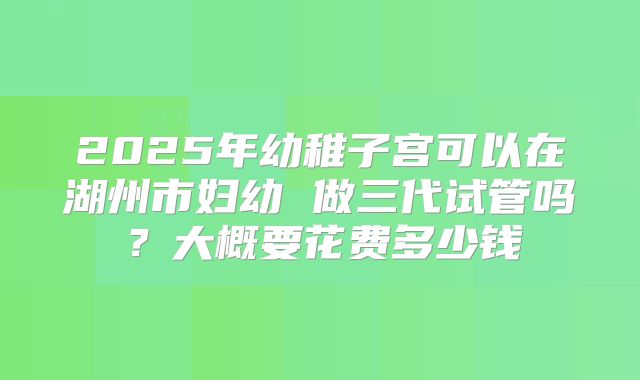 2025年幼稚子宫可以在湖州市妇幼 做三代试管吗?大概要花费多少钱