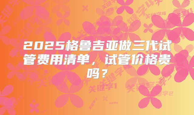 2025格鲁吉亚做三代试管费用清单，试管价格贵吗？