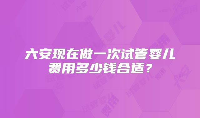 六安现在做一次试管婴儿费用多少钱合适？