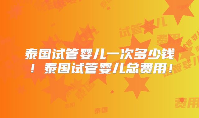 泰国试管婴儿一次多少钱!泰国试管婴儿总费用!