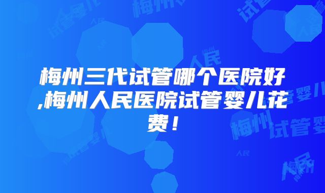梅州三代试管哪个医院好,梅州人民医院试管婴儿花费!