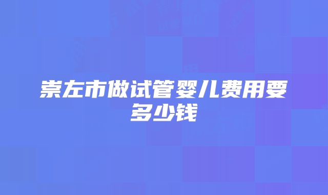崇左市做试管婴儿费用要多少钱