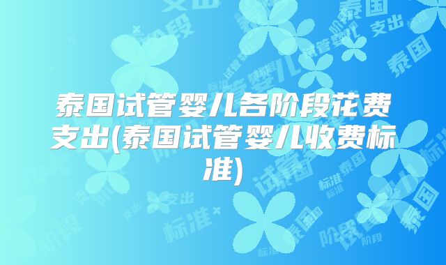 泰国试管婴儿各阶段花费支出(泰国试管婴儿收费标准)