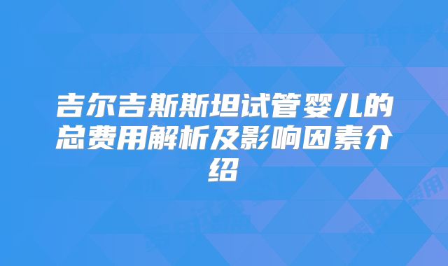 吉尔吉斯斯坦试管婴儿的总费用解析及影响因素介绍