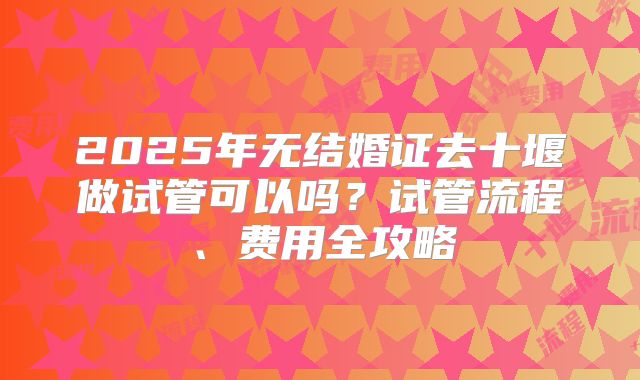 2025年无结婚证去十堰做试管可以吗?试管流程、费用全攻略