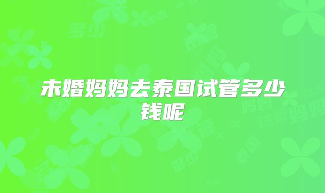 未婚妈妈去泰国试管多少钱呢
