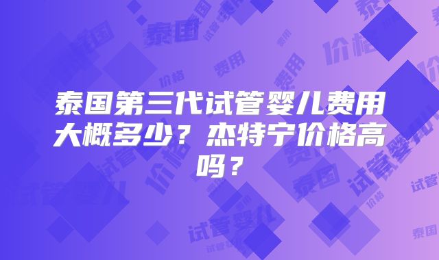 泰国第三代试管婴儿费用大概多少？杰特宁价格高吗？