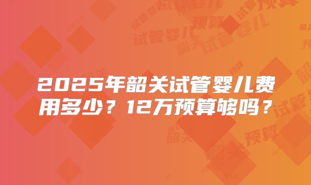 2025年韶关试管婴儿费用多少？12万预算够吗？