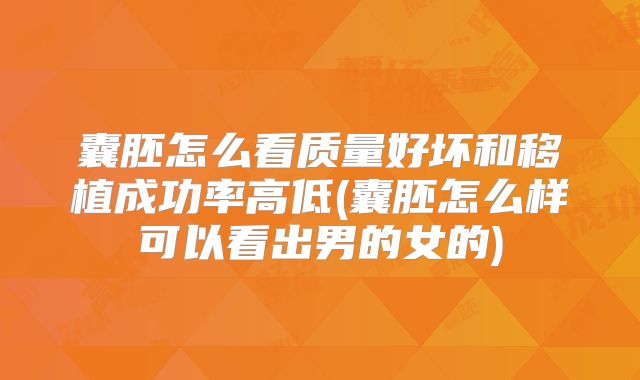 囊胚怎么看质量好坏和移植成功率高低(囊胚怎么样可以看出男的女的)