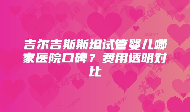 吉尔吉斯斯坦试管婴儿哪家医院口碑？费用透明对比
